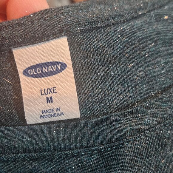 Old Navy Teal Sparkle Scoop Neck Tee – Size Medium – Short Sleeve Casual - Picture 5 of 5